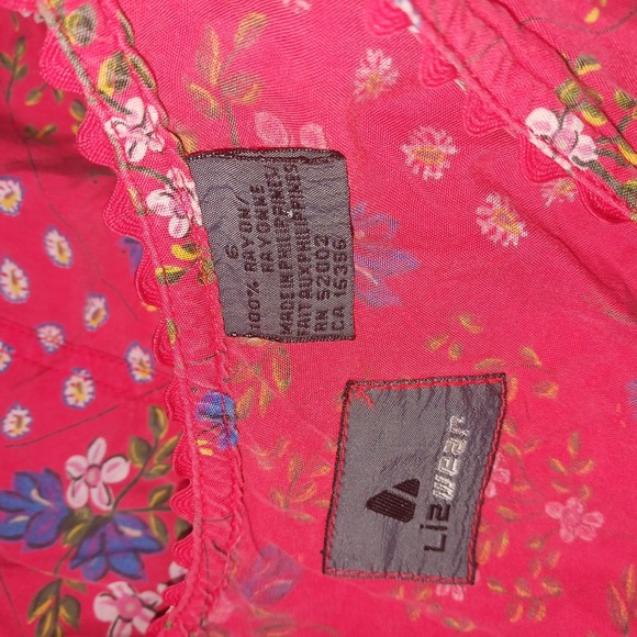 VTG LizWear Liz Claiborne Dress Rayon Sleeveless pockets 90s Y2K Red Floral Sz 6 - Picture 8 of 11